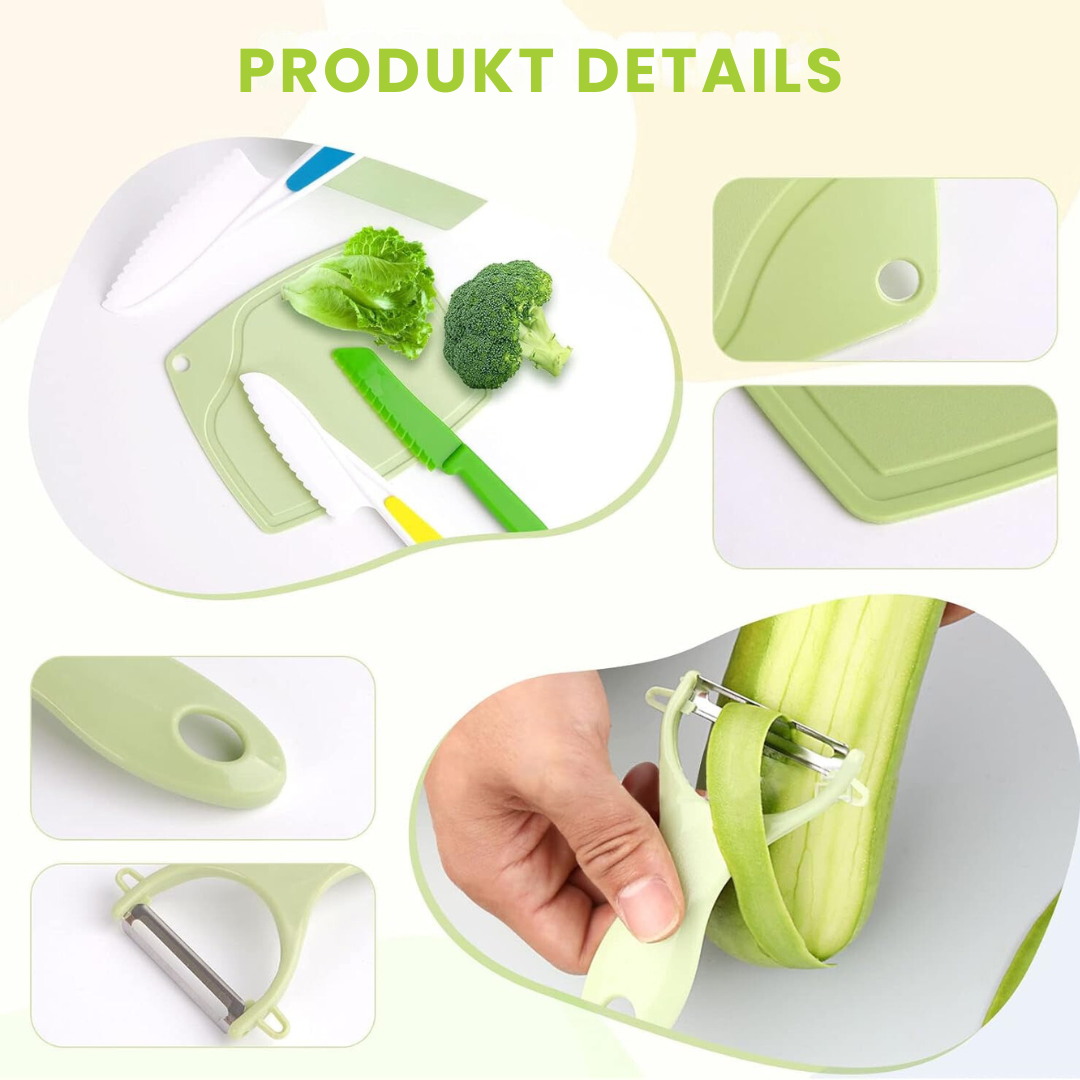 JuniorKoch™ - Schneidebrett-Set für Kinder inkl. 1x Kochschürze