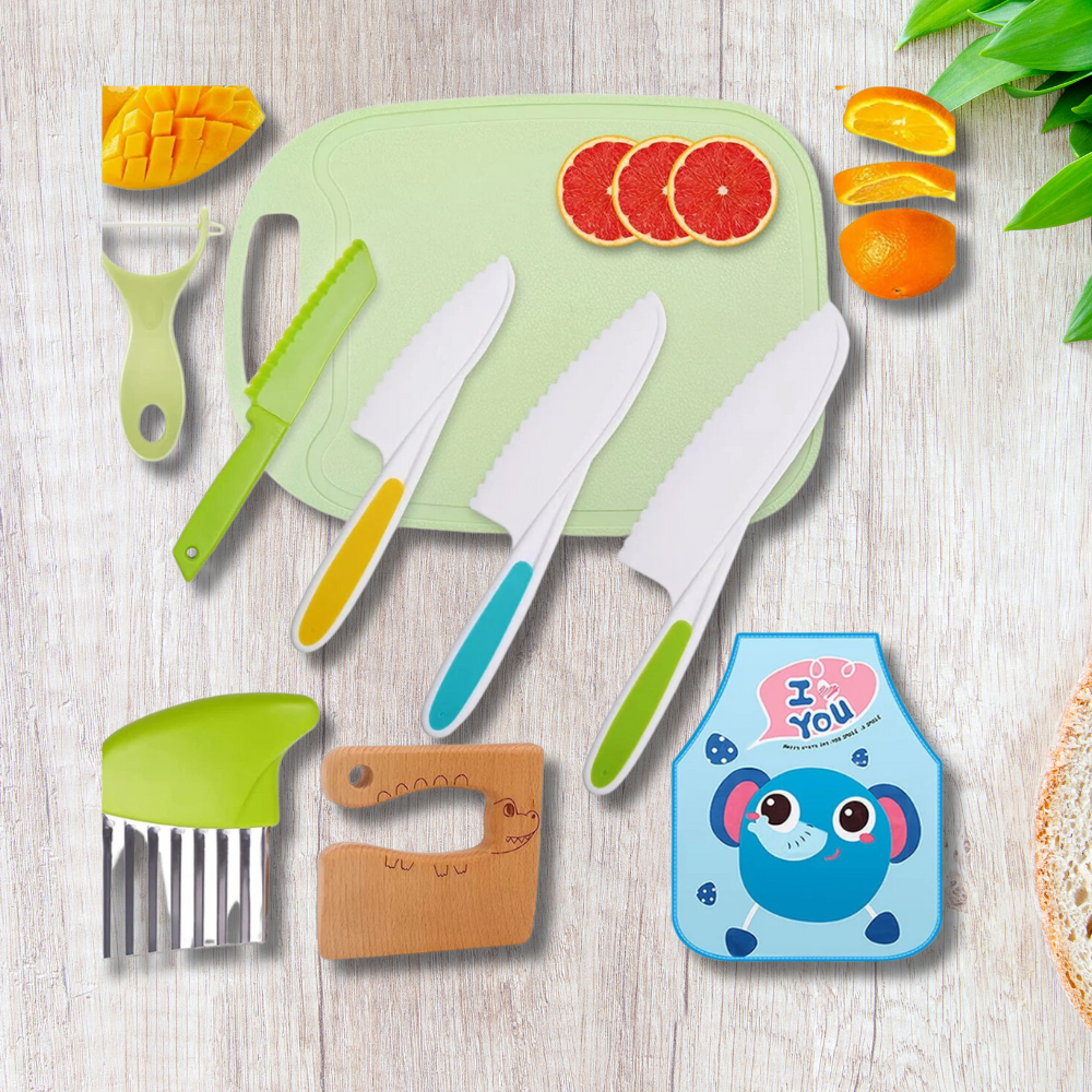 JuniorKoch™ - Schneidebrett-Set für Kinder inkl. 1x Kochschürze